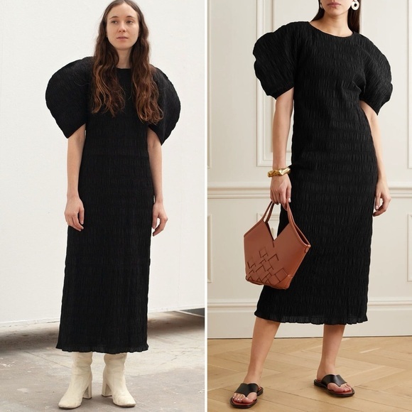 Mara Hoffman Aranza Dress in Black Gauze Popcorn Size Small - Picture 3 of 8